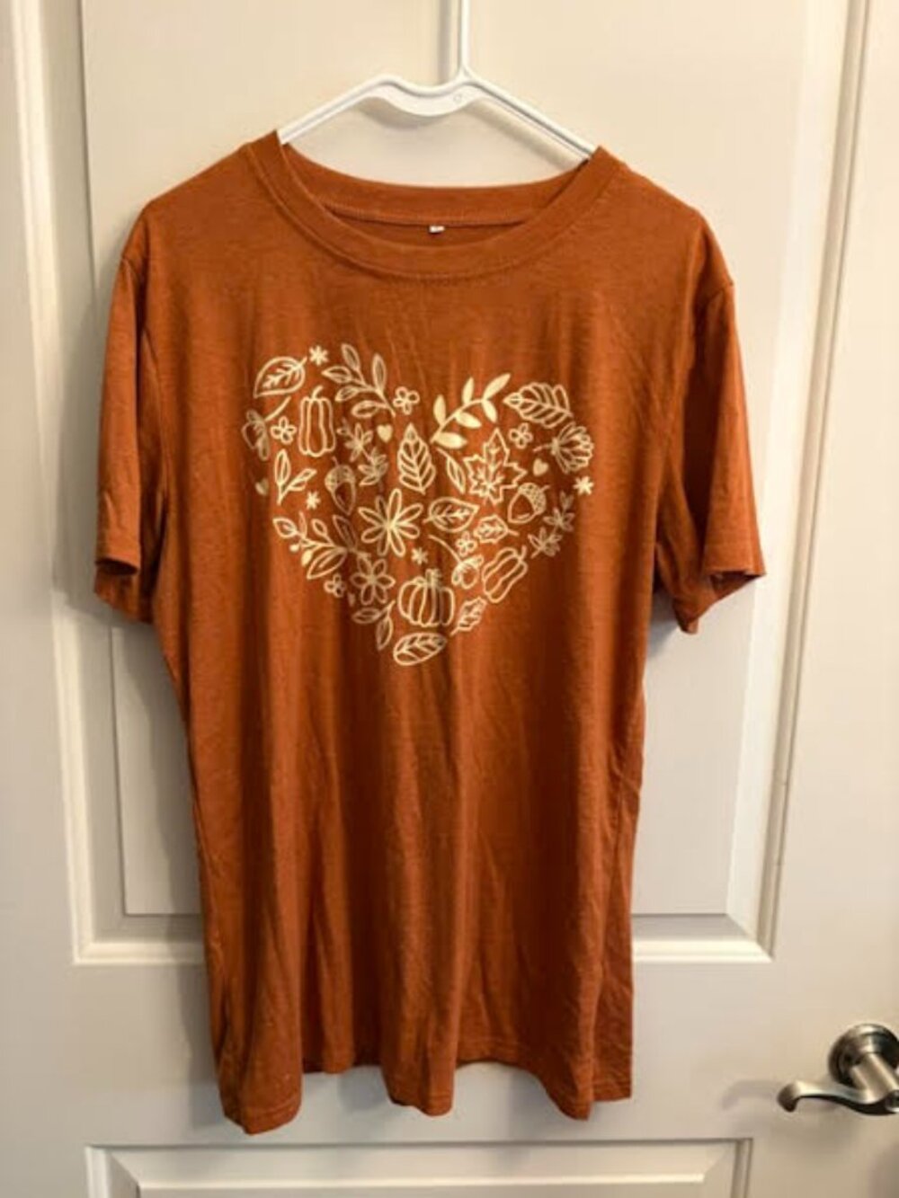Rust Orange Fall Heart Graphic T-Shirt